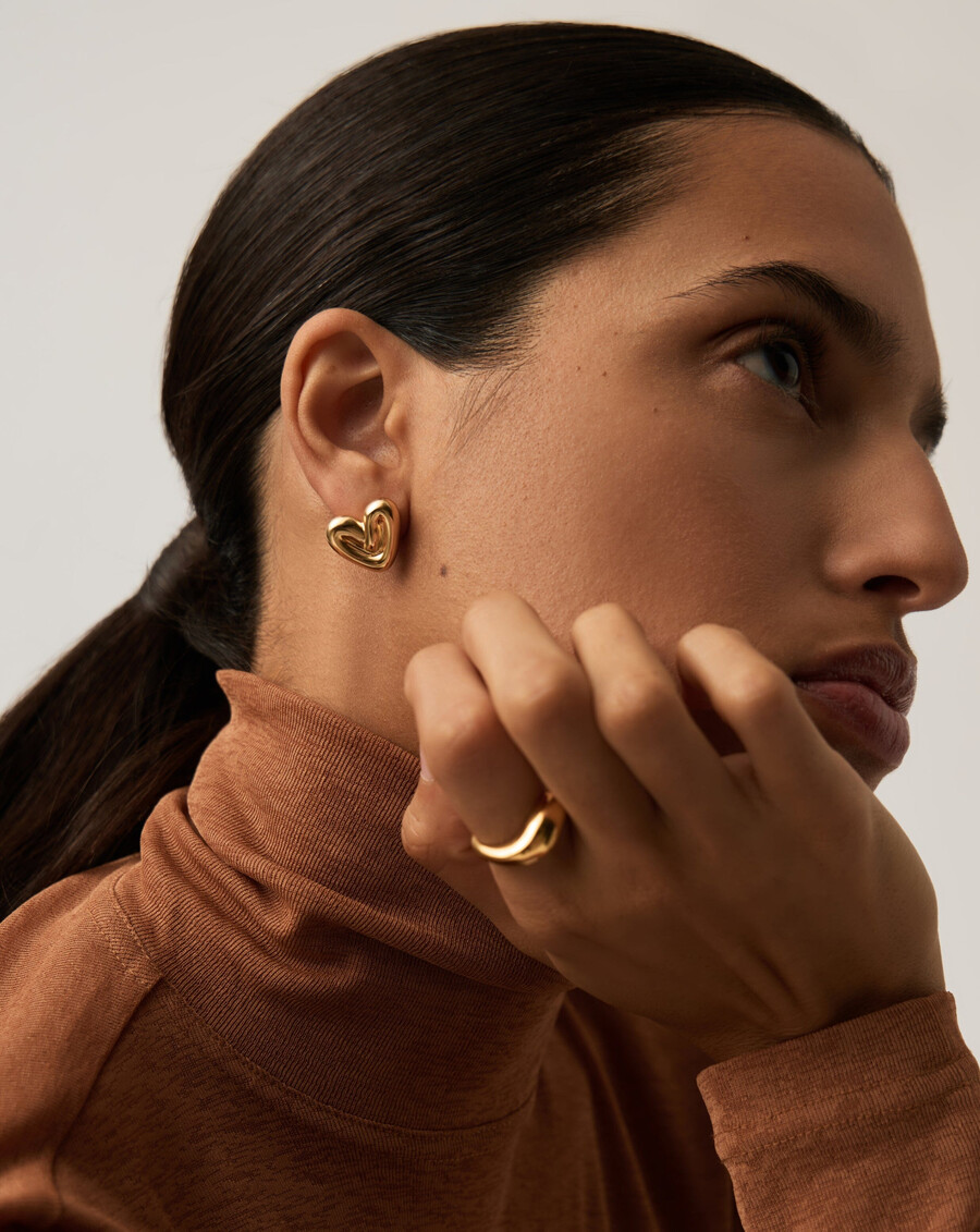 boucles doreilles clous en forme de cœur gonflé