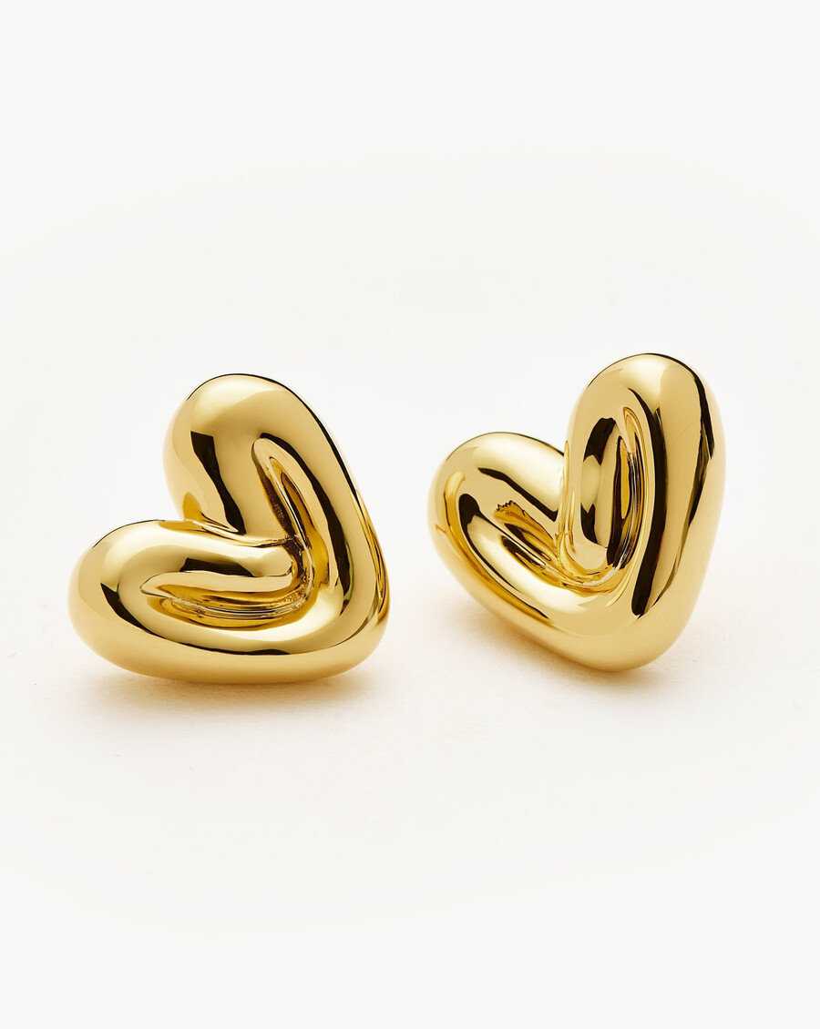 boucles doreilles clous en forme de cœur gonflé