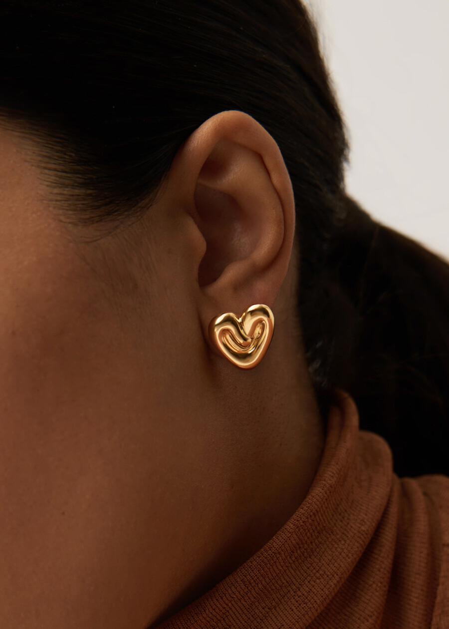 boucles doreilles clous en forme de cœur gonflé