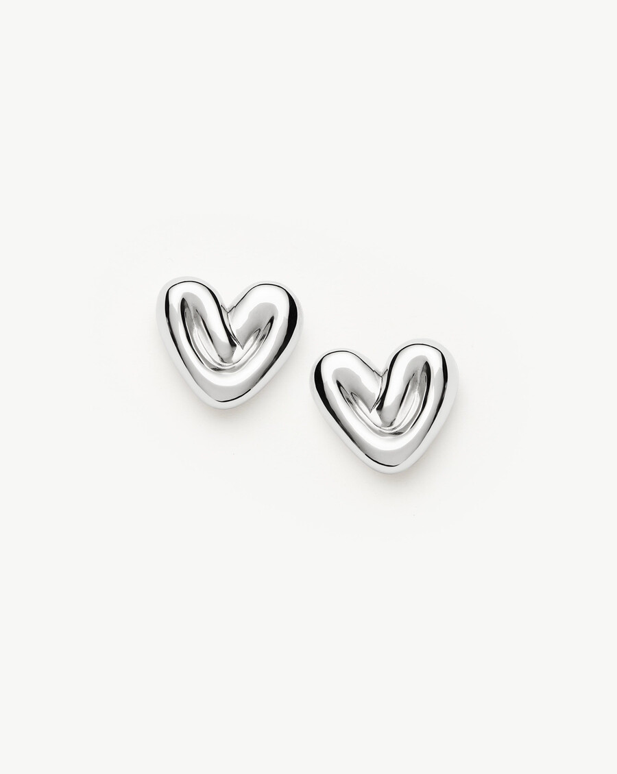 boucles doreilles clous en forme de cœur gonflé