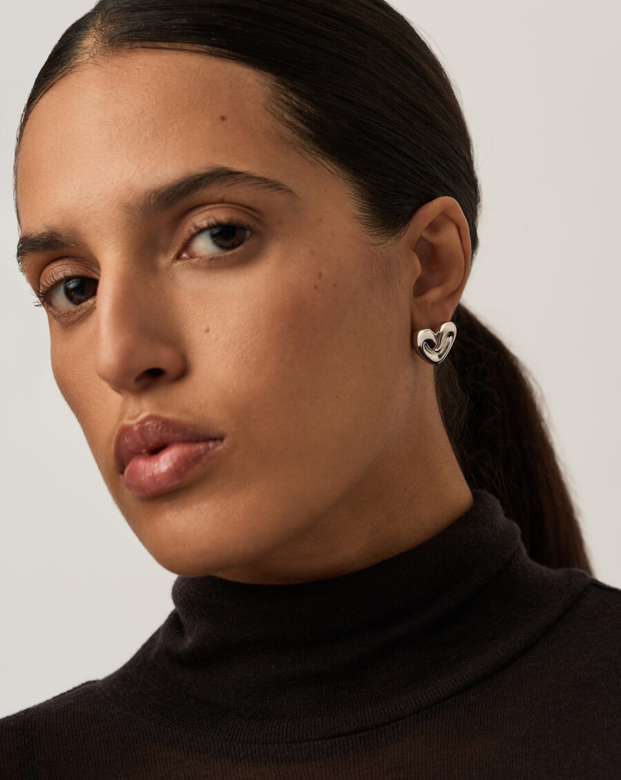boucles doreilles clous en forme de cœur gonflé