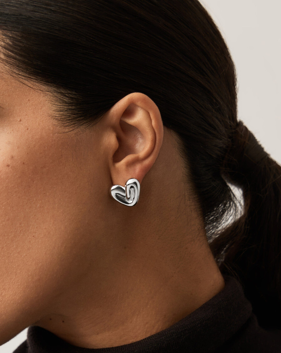 boucles doreilles clous en forme de cœur gonflé