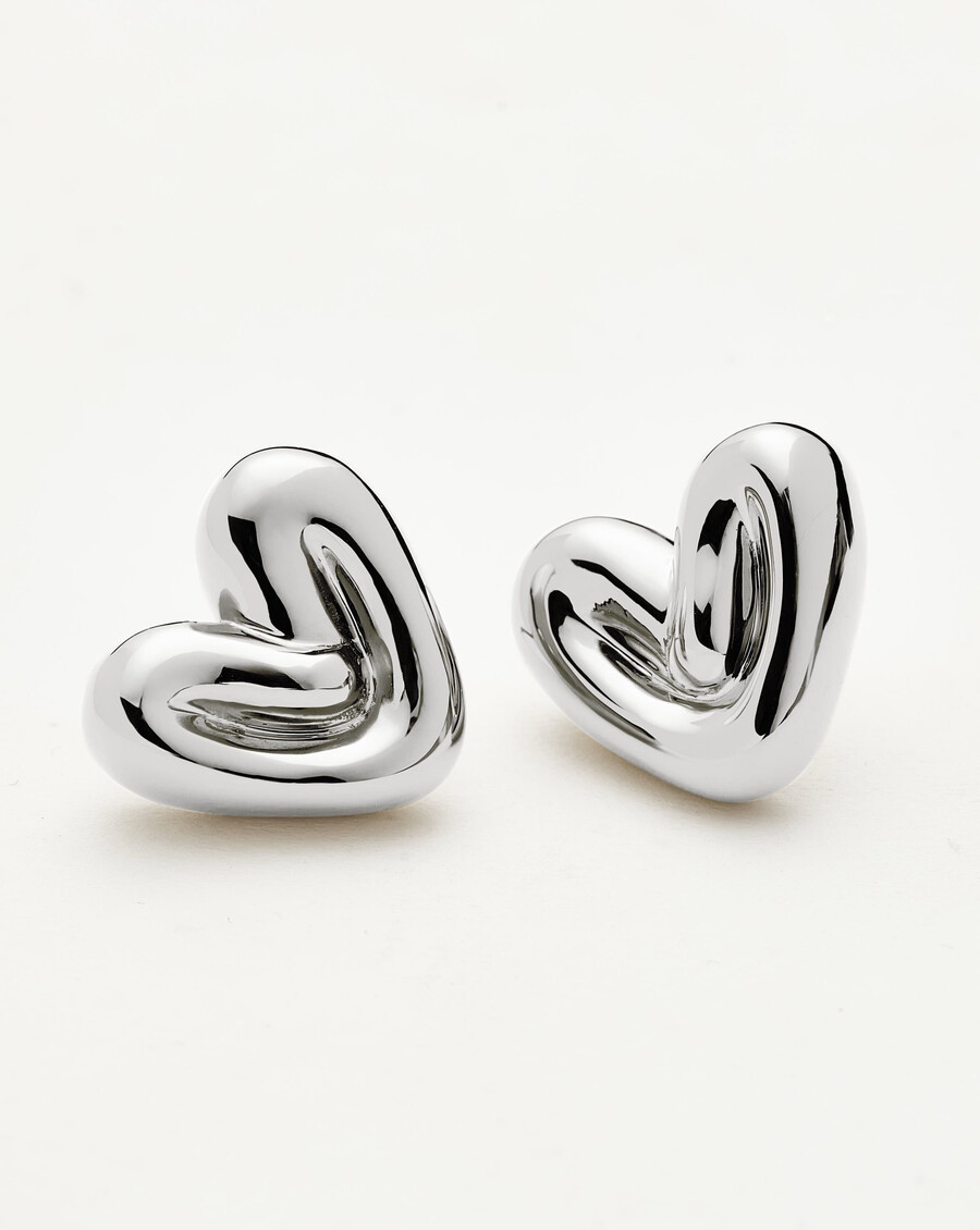 boucles doreilles clous en forme de cœur gonflé