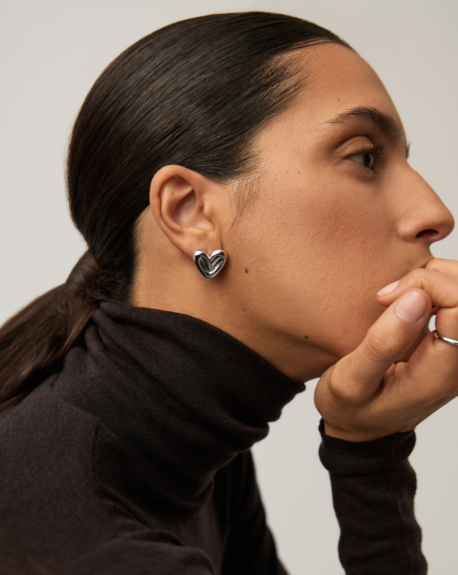 boucles doreilles clous en forme de cœur gonflé