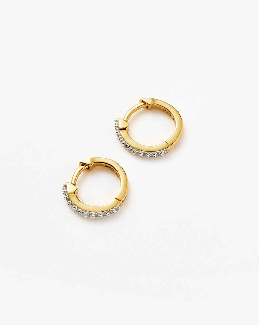 boucles doreilles créoles pavées classiques - vermeil or 18 caratsoxygène cubique