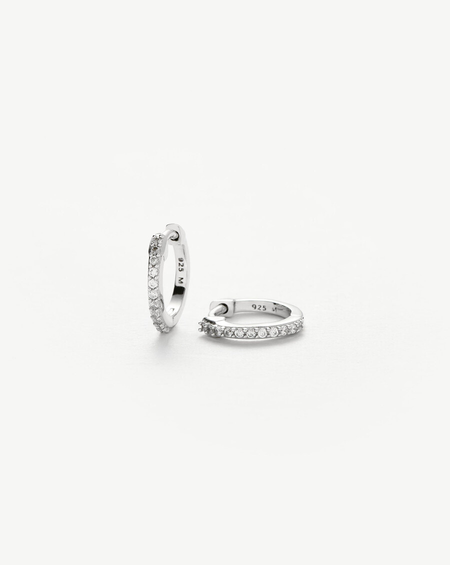 boucles doreilles huggies classiques pavées - argent sterlingoxyde de zirconium