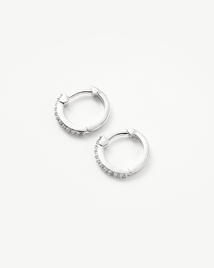 boucles doreilles huggies classiques pavées - argent sterlingoxyde de zirconium