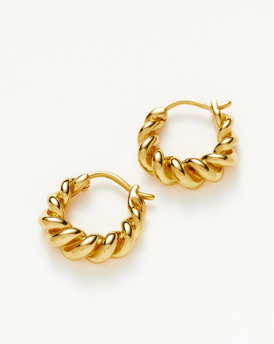 petites boucles doreilles créoles tidal - vermeil en or 18 carats