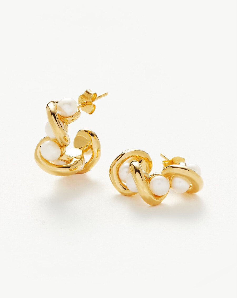 boucles doreilles créoles doubles torsadées molten pearl