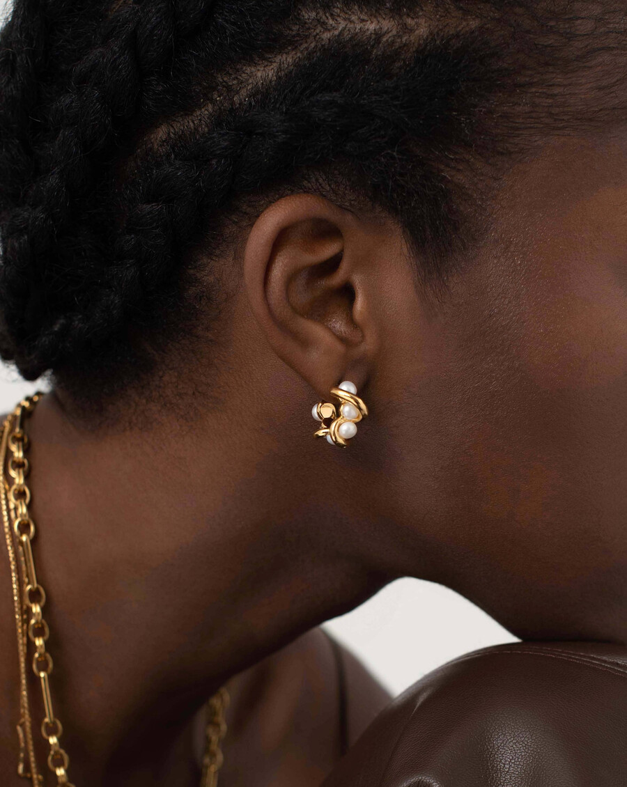 boucles doreilles créoles doubles torsadées molten pearl