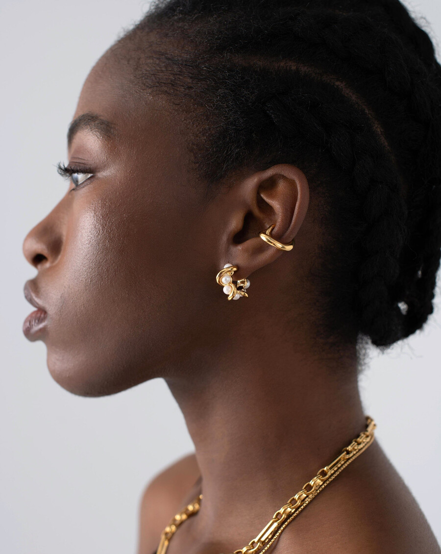 boucles doreilles créoles doubles torsadées molten pearl