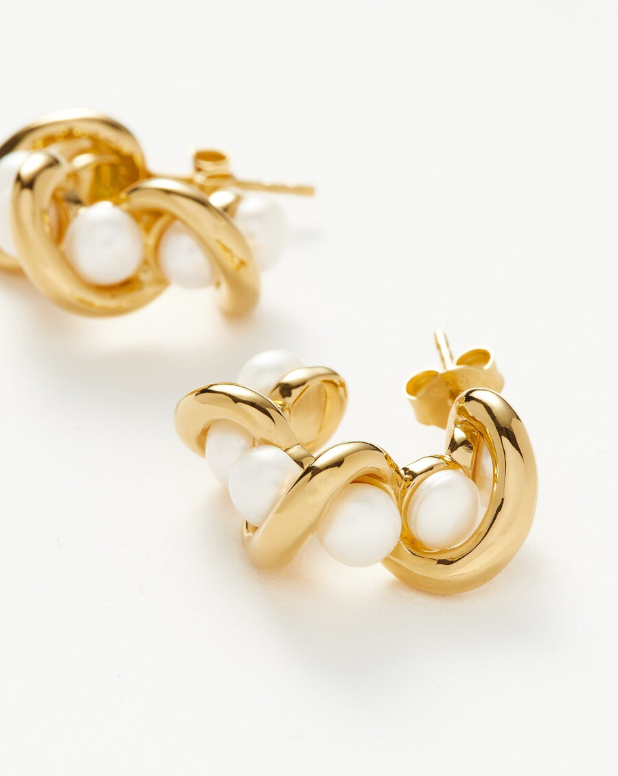 boucles doreilles créoles doubles torsadées molten pearl