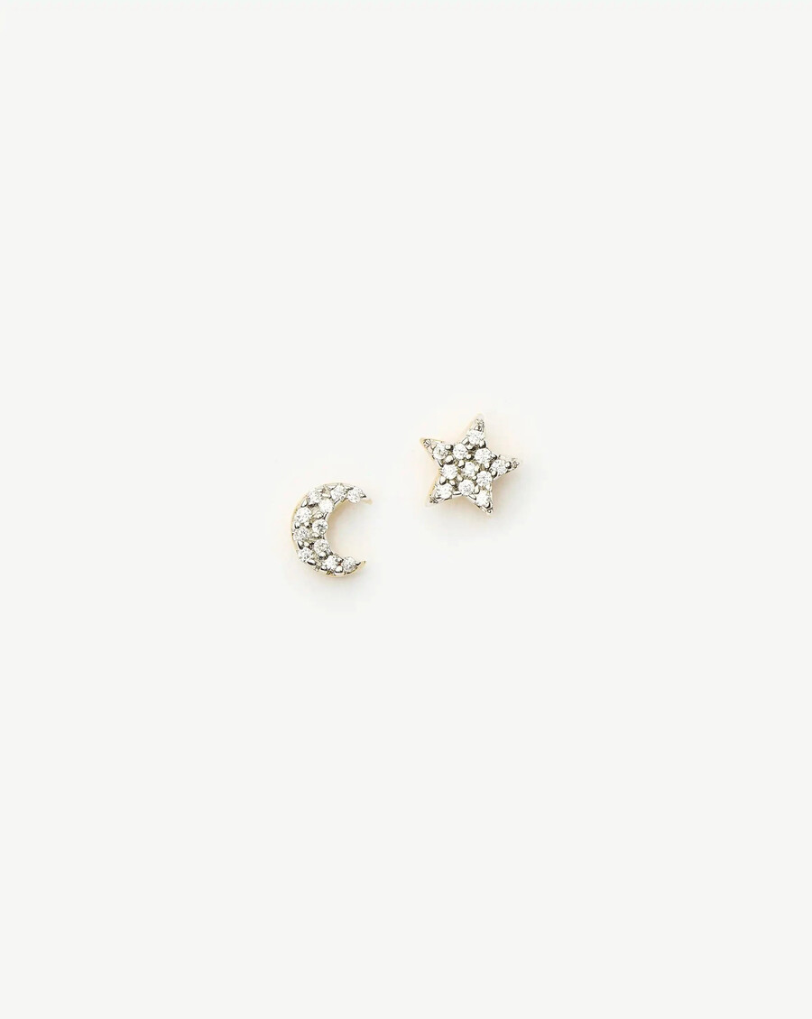 boucles doreilles à clous pave star moon