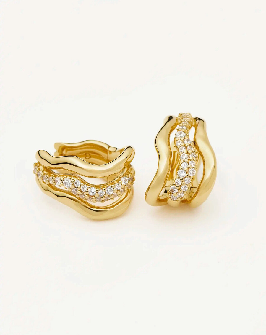 boucles doreilles créoles molten snow triple gold