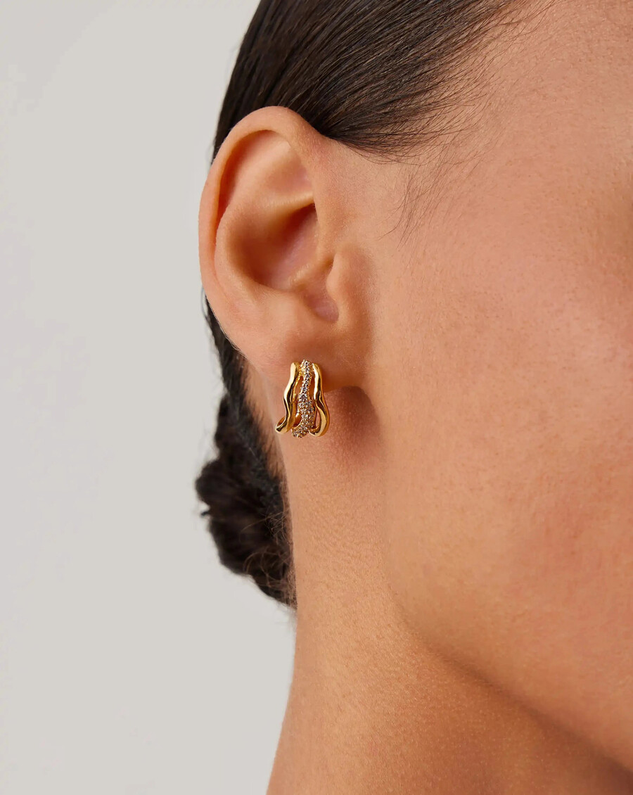 boucles doreilles créoles molten snow triple gold