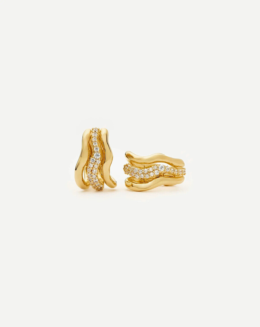 boucles doreilles créoles molten snow triple gold