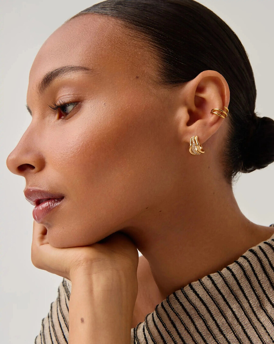 boucles doreilles créoles molten snow triple gold