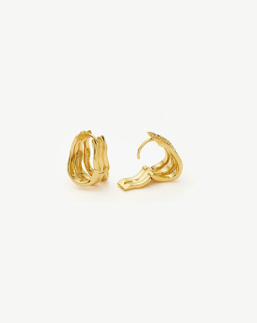boucles doreilles créoles molten snow triple gold