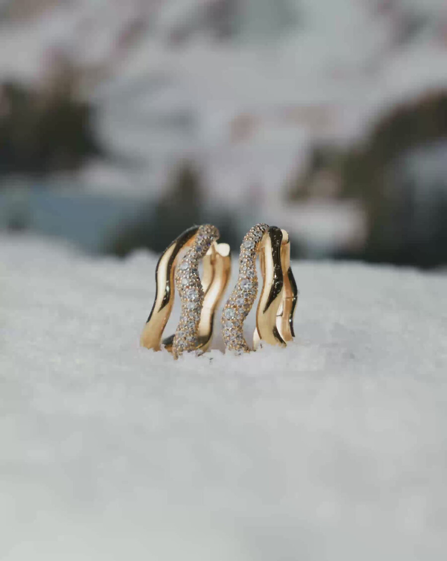 boucles doreilles créoles doubles moyennes molten snow - or
