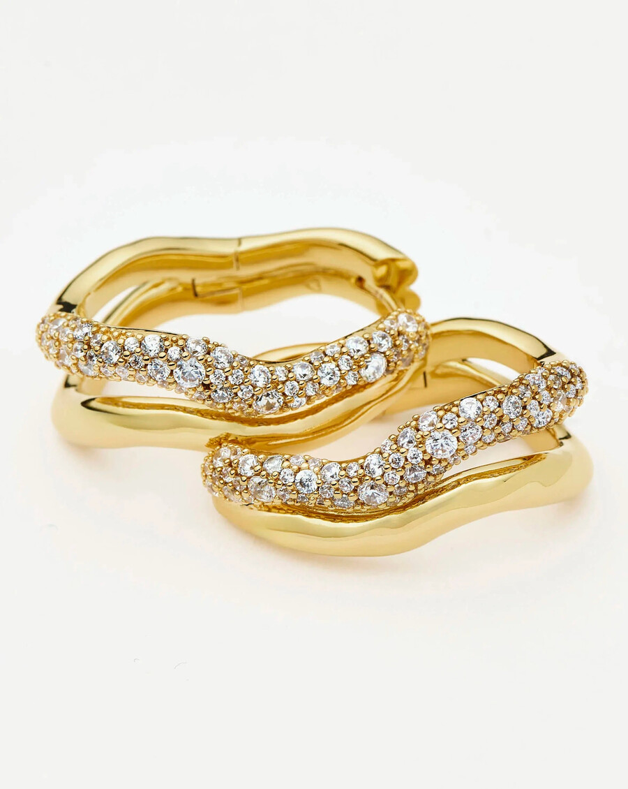 boucles doreilles créoles doubles moyennes molten snow - or