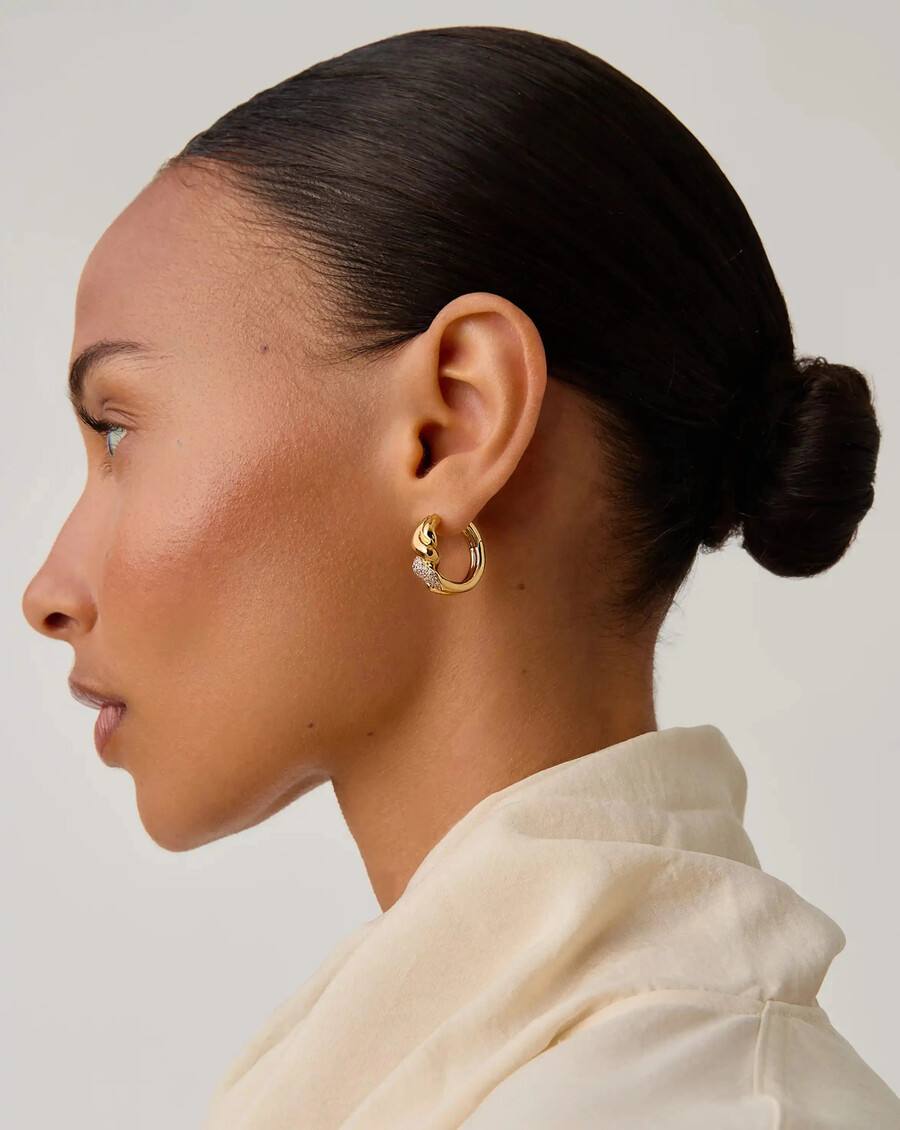 boucles doreilles créoles petites en or torsadé couleur neige fondue