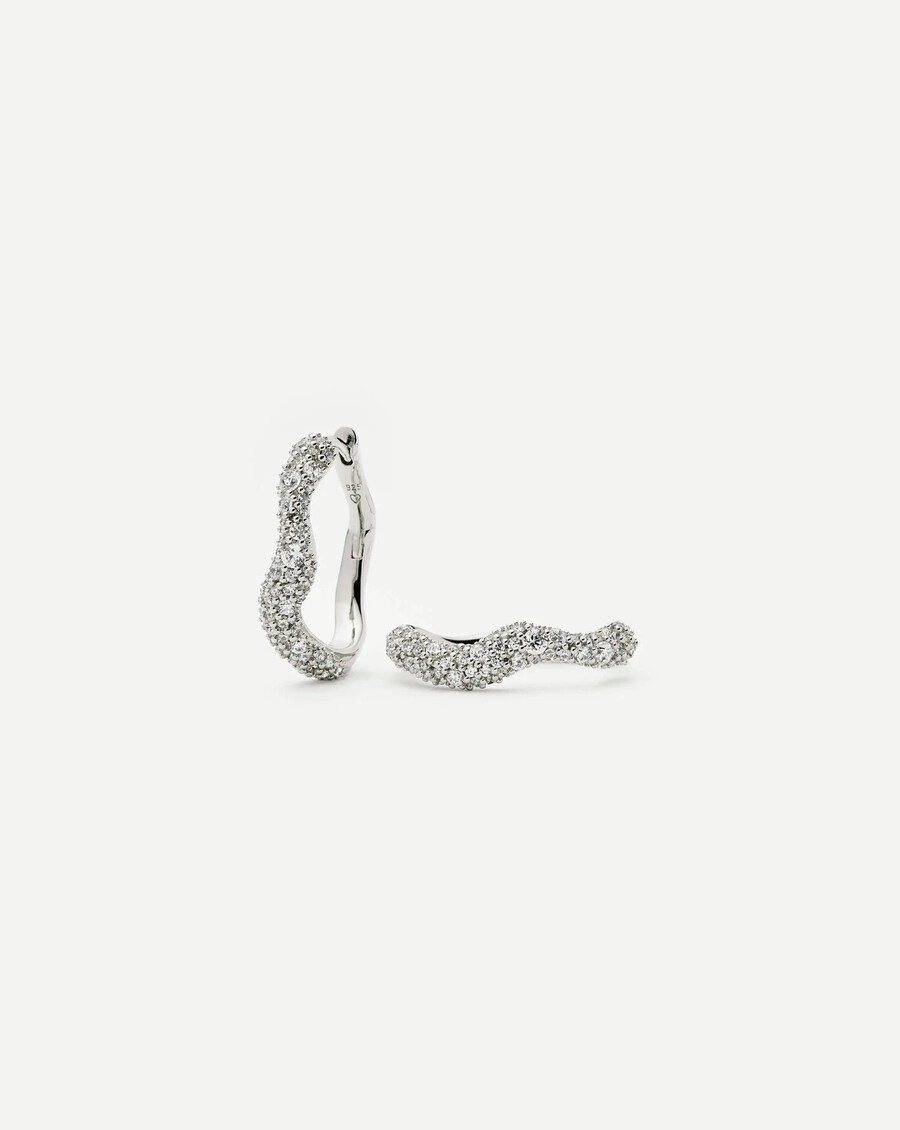 boucles doreilles créoles petites en argent sterling molten snow