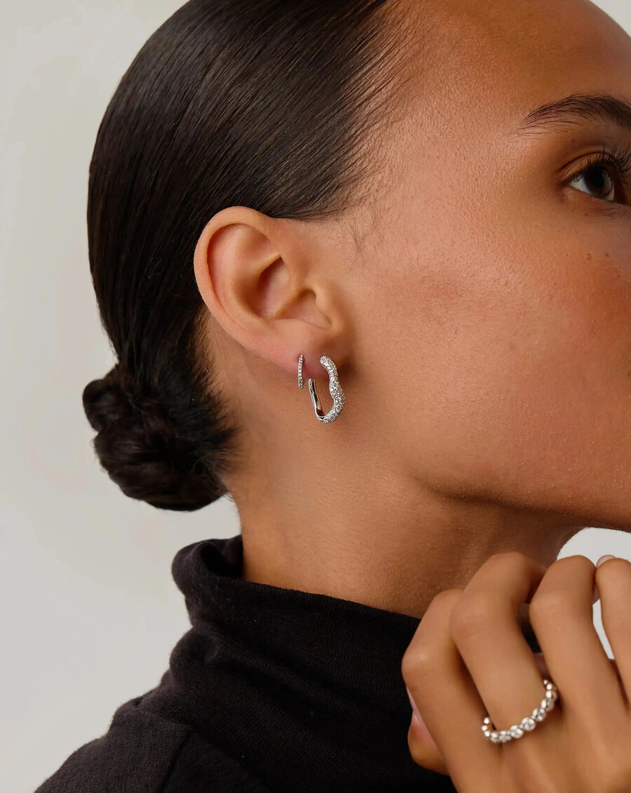 boucles doreilles créoles petites en argent sterling molten snow