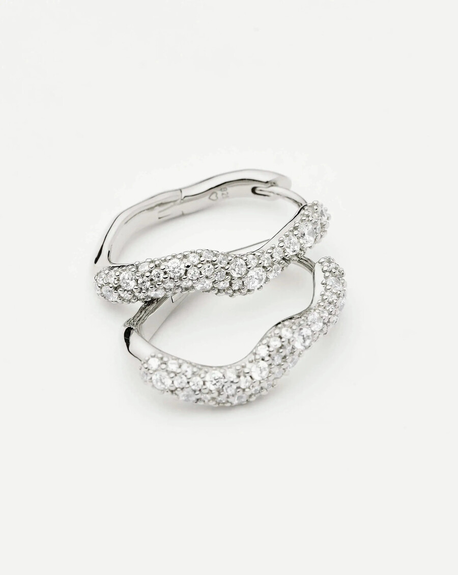 boucles doreilles créoles petites en argent sterling molten snow
