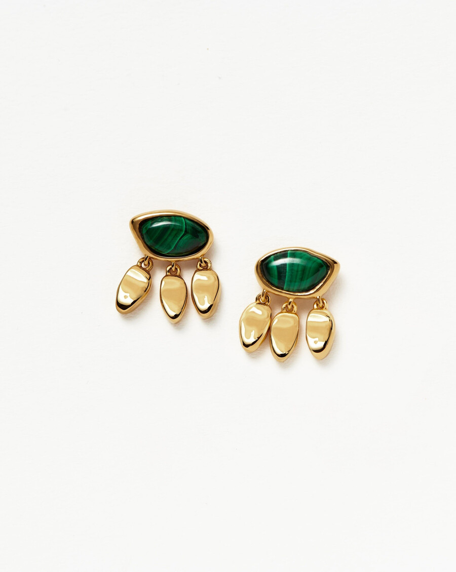 boucles doreilles à pendentif en pierre précieuse fondue