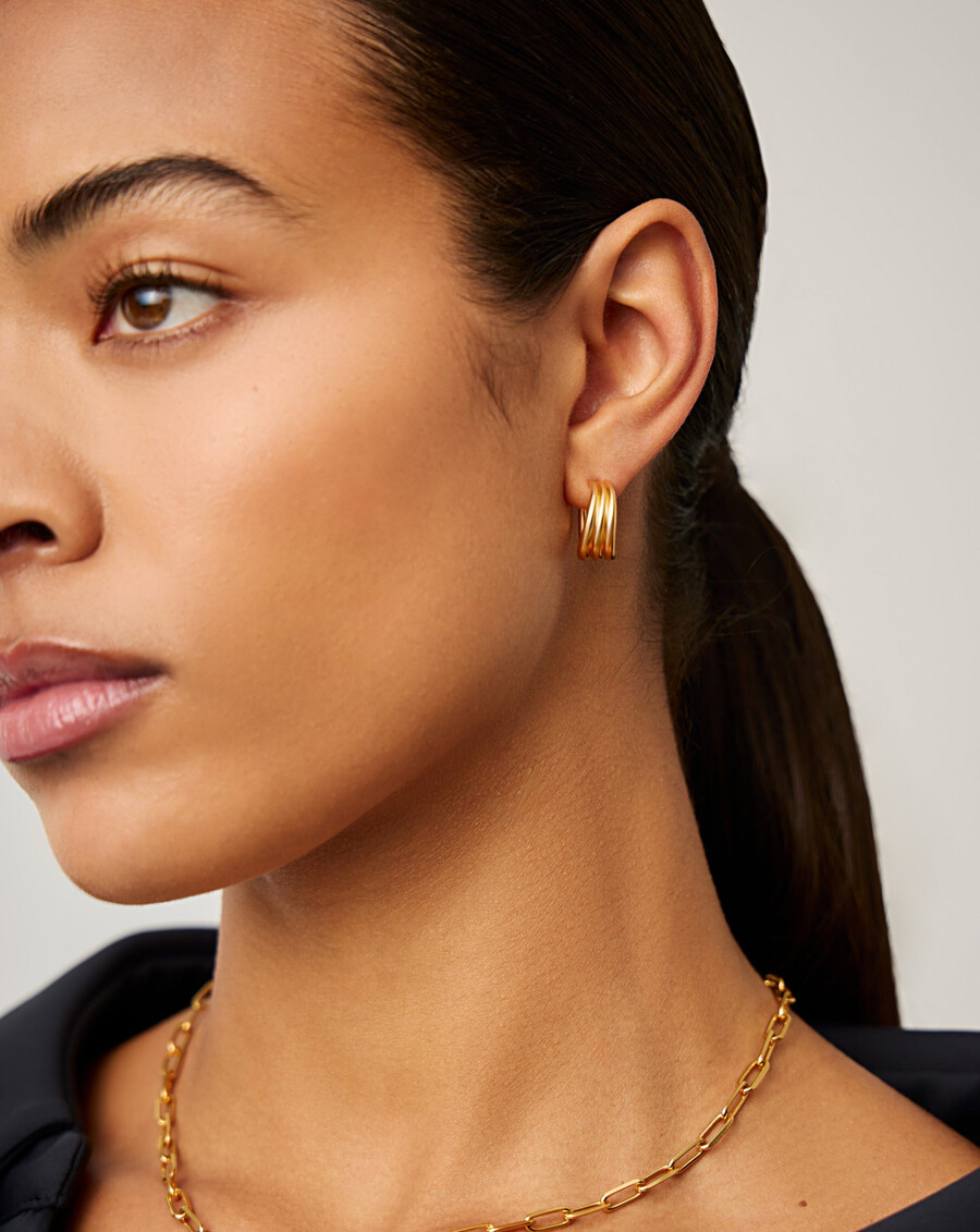 boucles doreilles créoles savi triple ridge