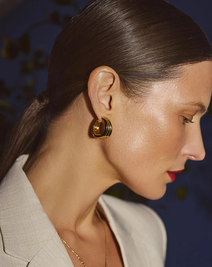 boucles doreilles créoles moyennes savi triple ridge