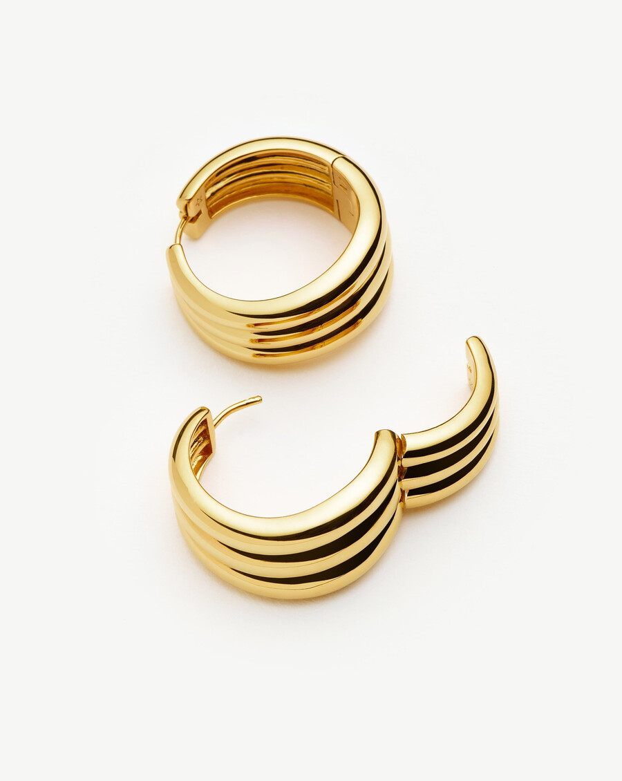 boucles doreilles créoles moyennes savi triple ridge