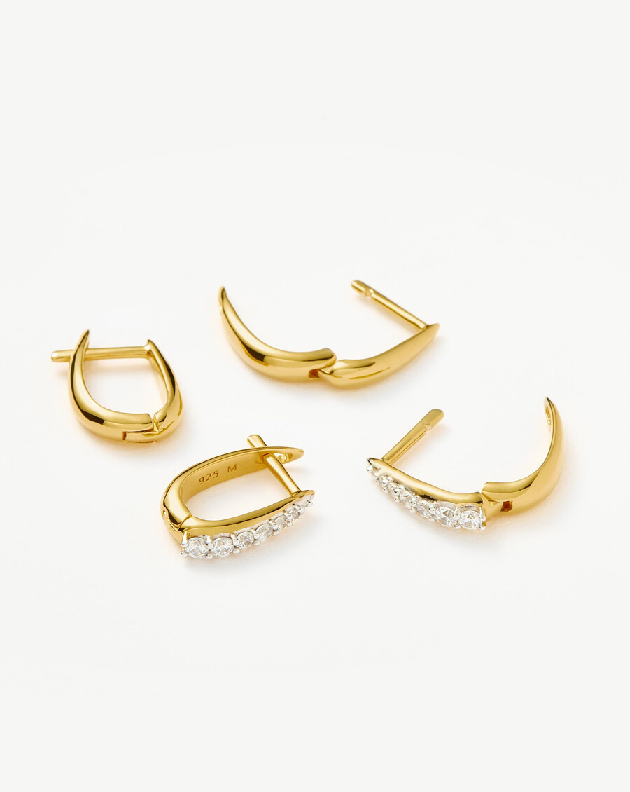 ensemble de boucles doreilles huggies pavées à griffes