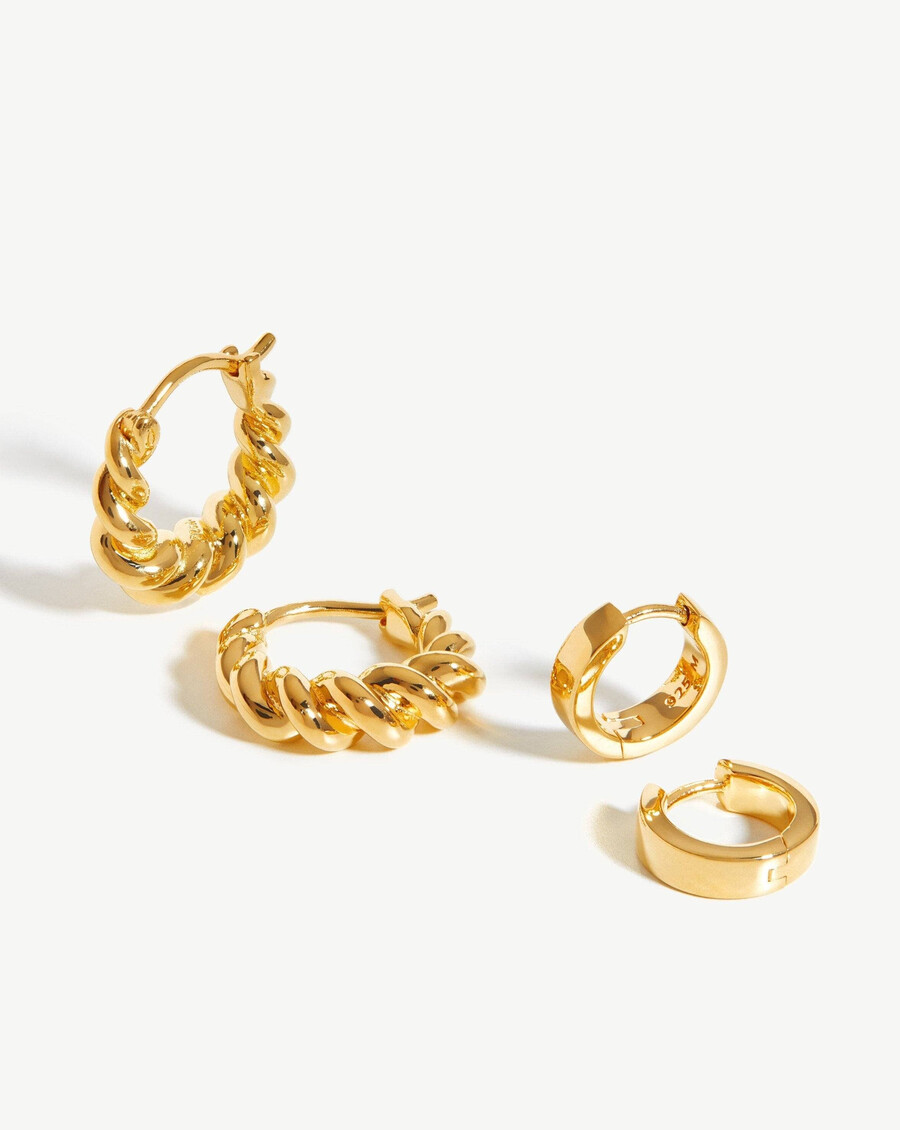 boucles doreilles twisted chubby huggies - vermeil en or 18 carats
