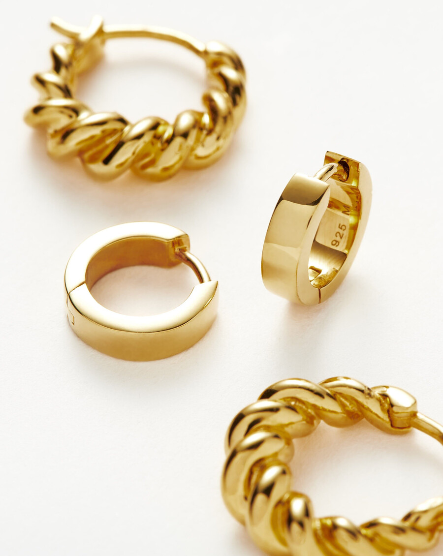 boucles doreilles twisted chubby huggies - vermeil en or 18 carats
