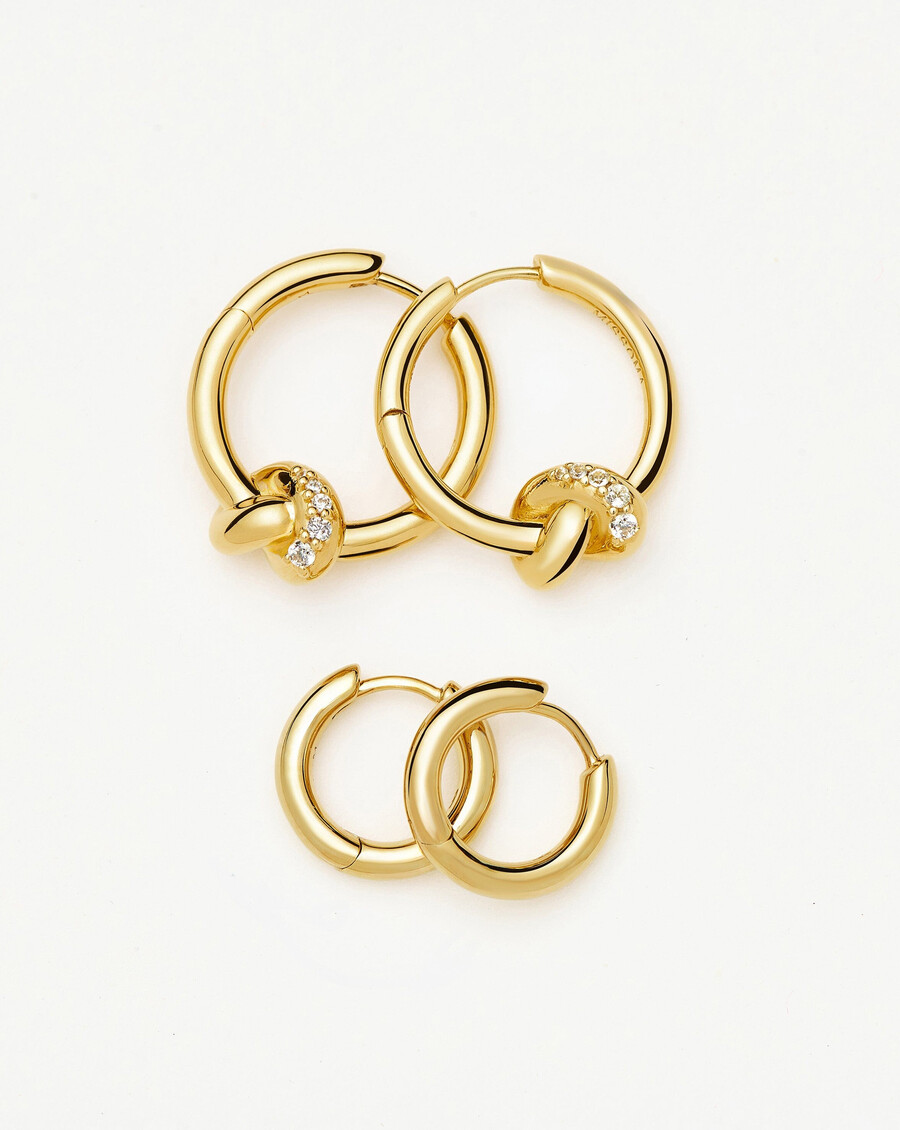 ensemble de boucles doreilles lucy williams pavé knot et classic tunnel