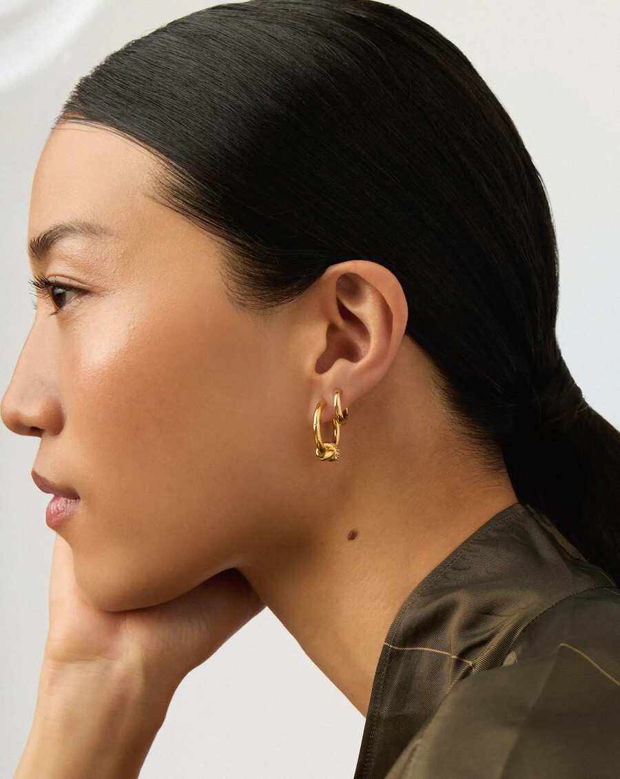 ensemble de boucles doreilles lucy williams pavé knot et classic tunnel