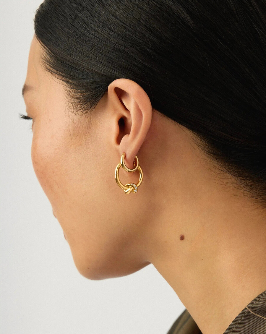 ensemble de boucles doreilles lucy williams pavé knot et classic tunnel