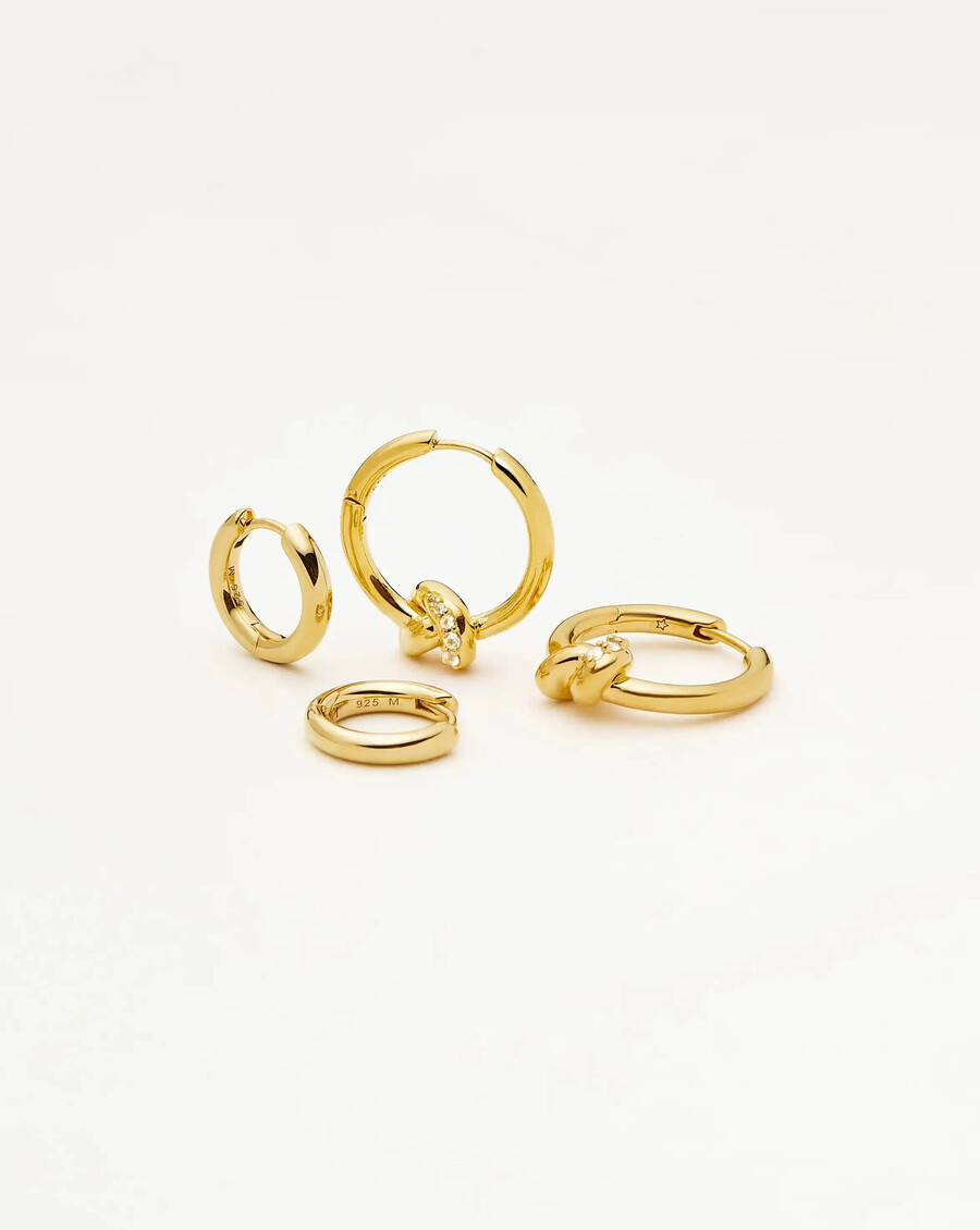 ensemble de boucles doreilles lucy williams pavé knot et classic tunnel
