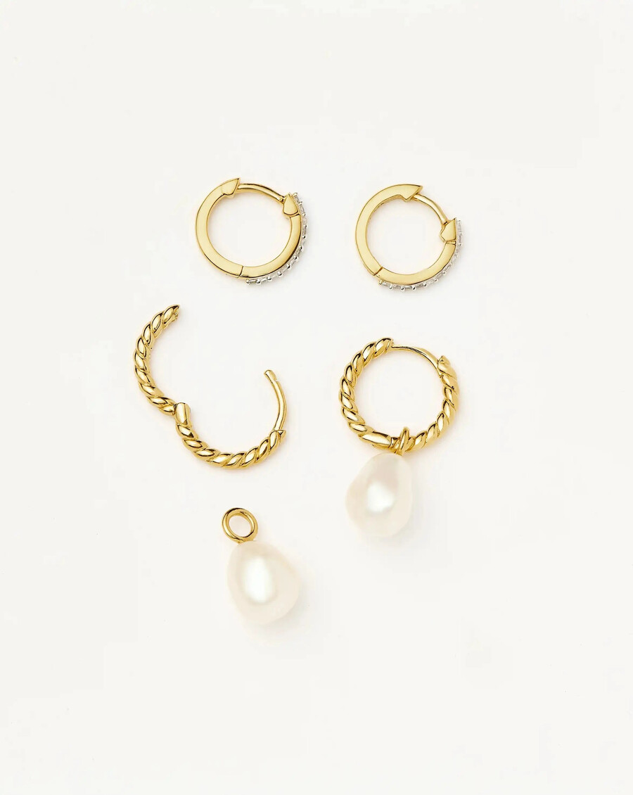 boucles doreilles pendantes torsadées en perles et créoles classiques pavées