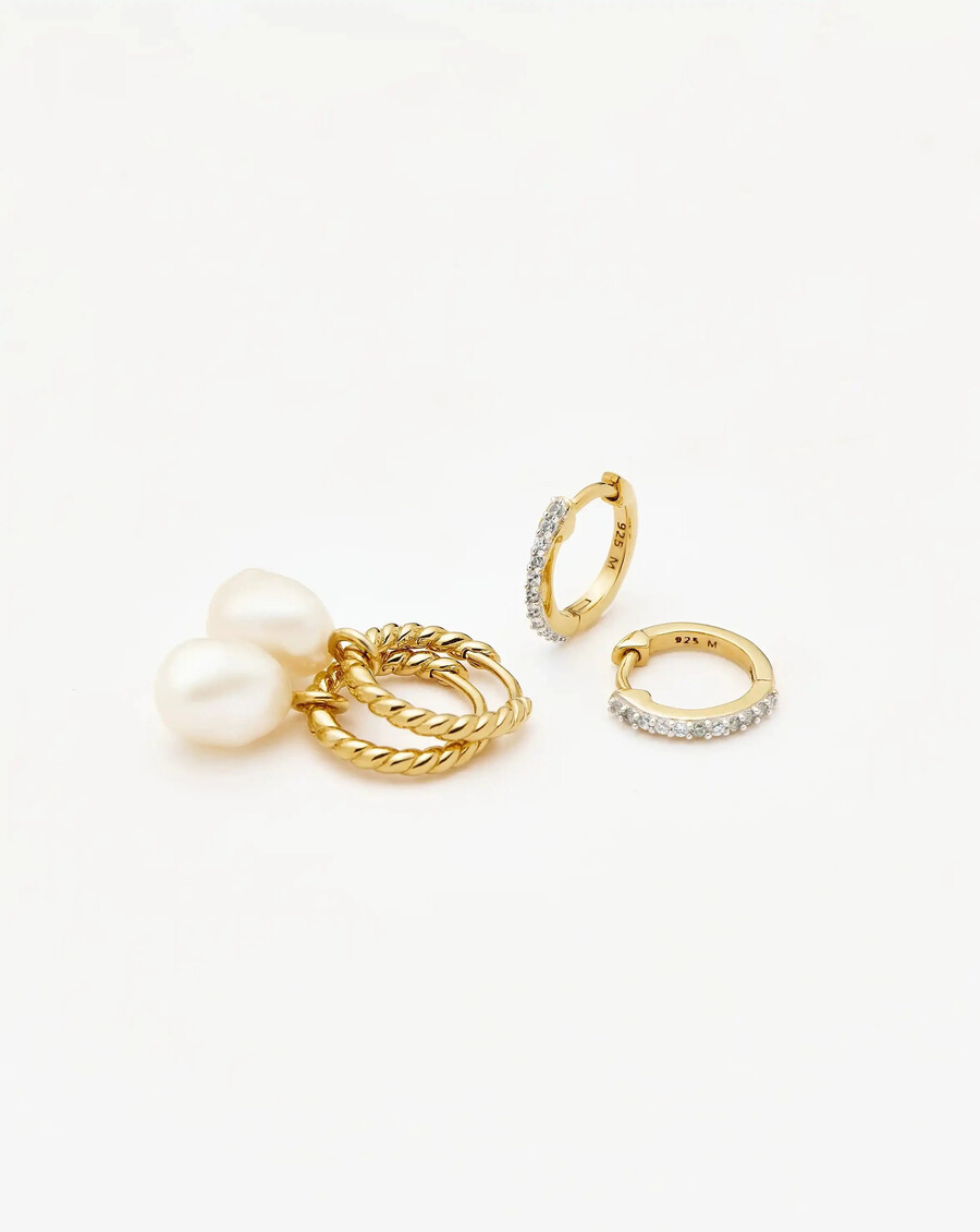 boucles doreilles pendantes torsadées en perles et créoles classiques pavées