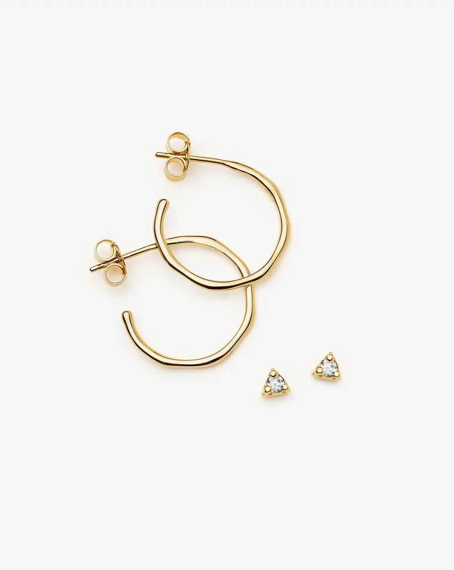 ensemble de boucles doreilles molten hoop et prism - or