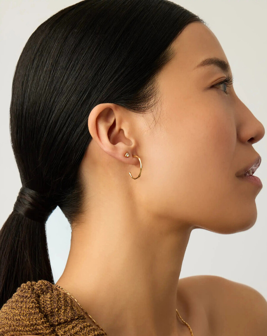 ensemble de boucles doreilles molten hoop et prism - or