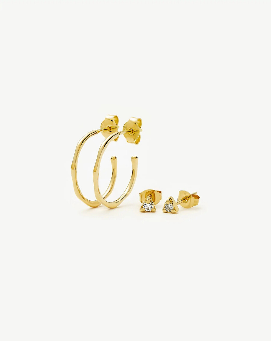 ensemble de boucles doreilles molten hoop et prism - or