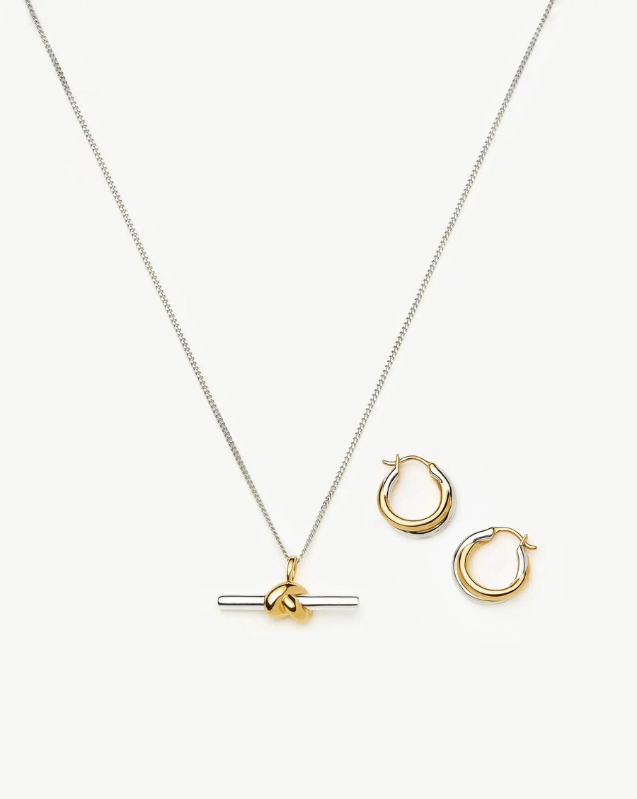 ensemble collier lucy williams knot t-bar et boucles doreilles entwine