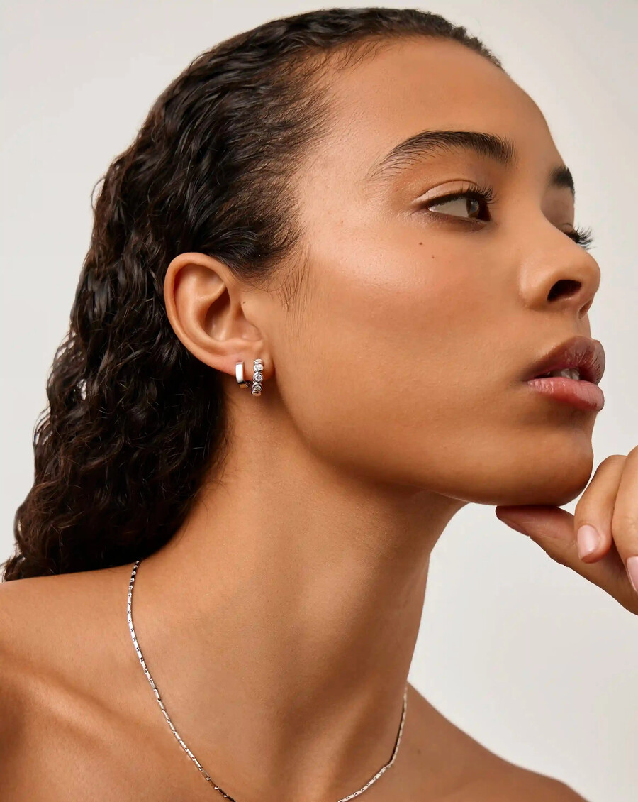 ensemble de boucles doreilles tennis et chubby hoop