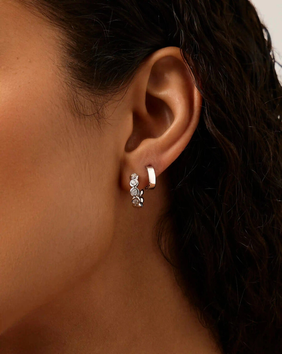 ensemble de boucles doreilles tennis et chubby hoop