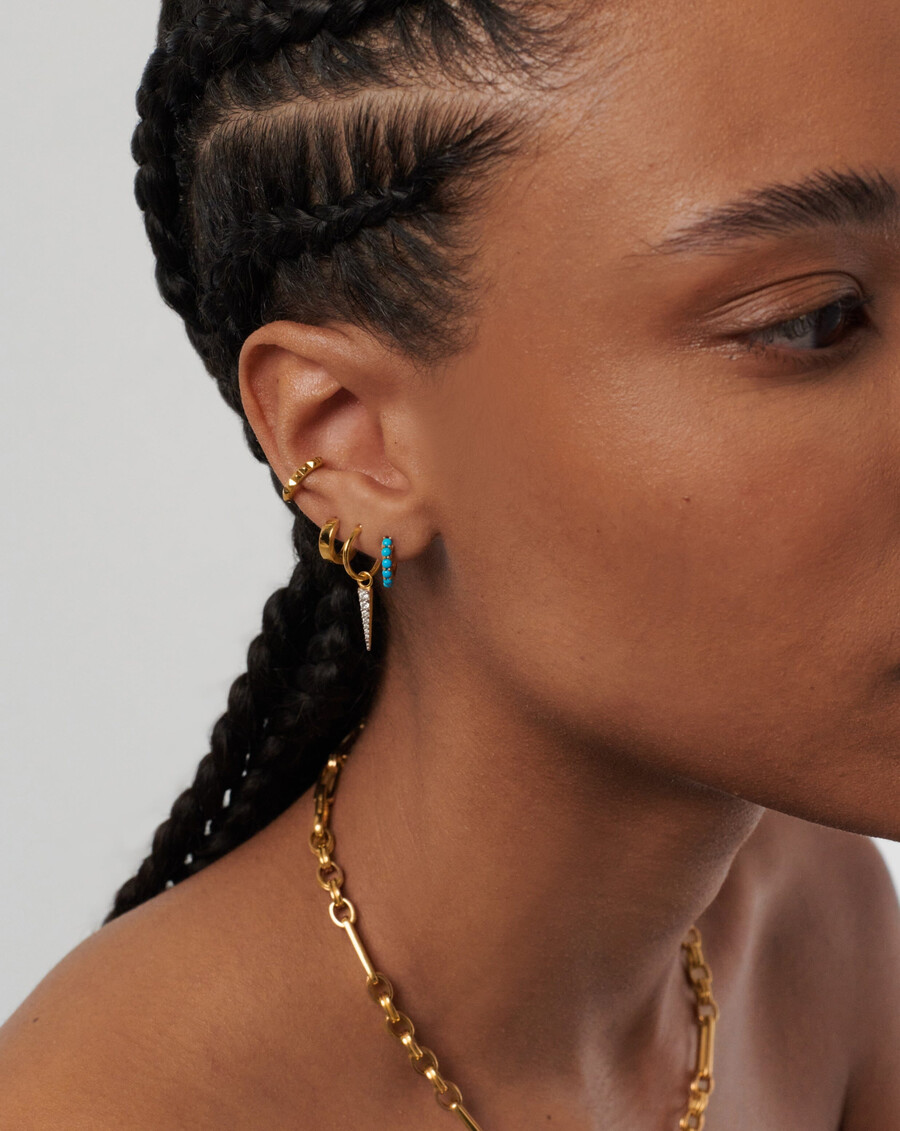 boucles doreilles créoles en pierres précieuses - vermeil or 18 caratsturquoise