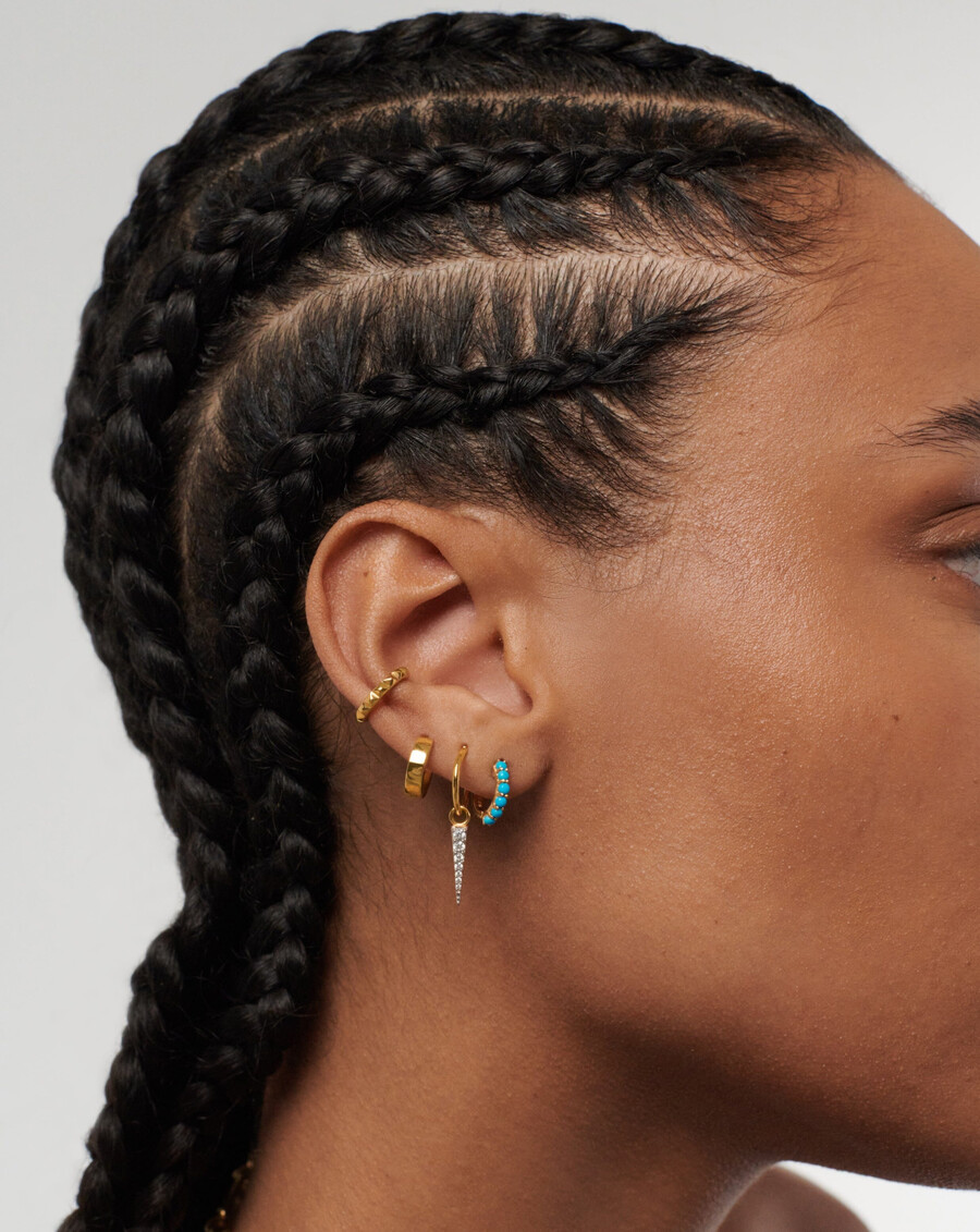 boucles doreilles créoles en pierres précieuses - vermeil or 18 caratsturquoise