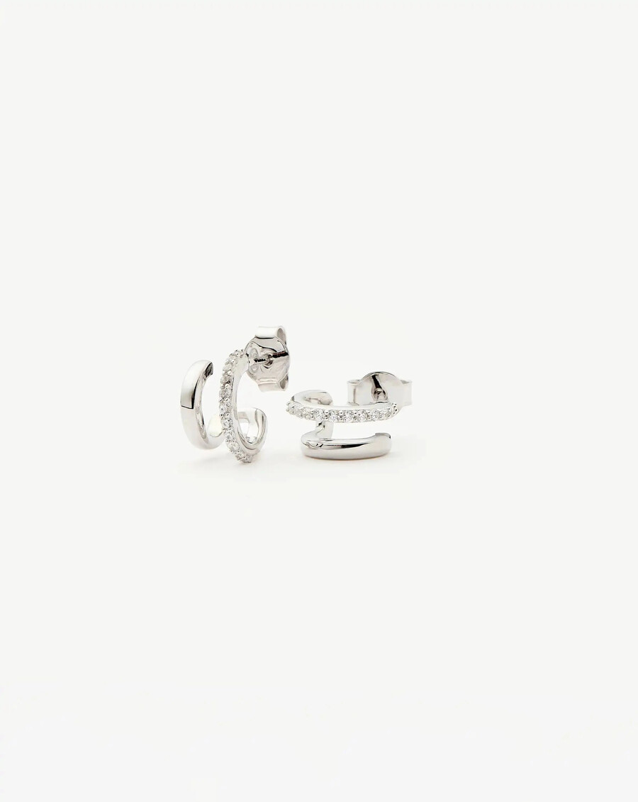 boucles doreilles doubles classiques huggies - argent sterlingoxygène cubique
